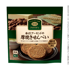 コープ　香ばしアーモンドの厚焼きせんべい４枚入